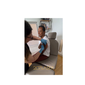 Patient receiving a quick Vitamin B12 injection from a medical professional at 207 LASER in Portland and Kennebunk.